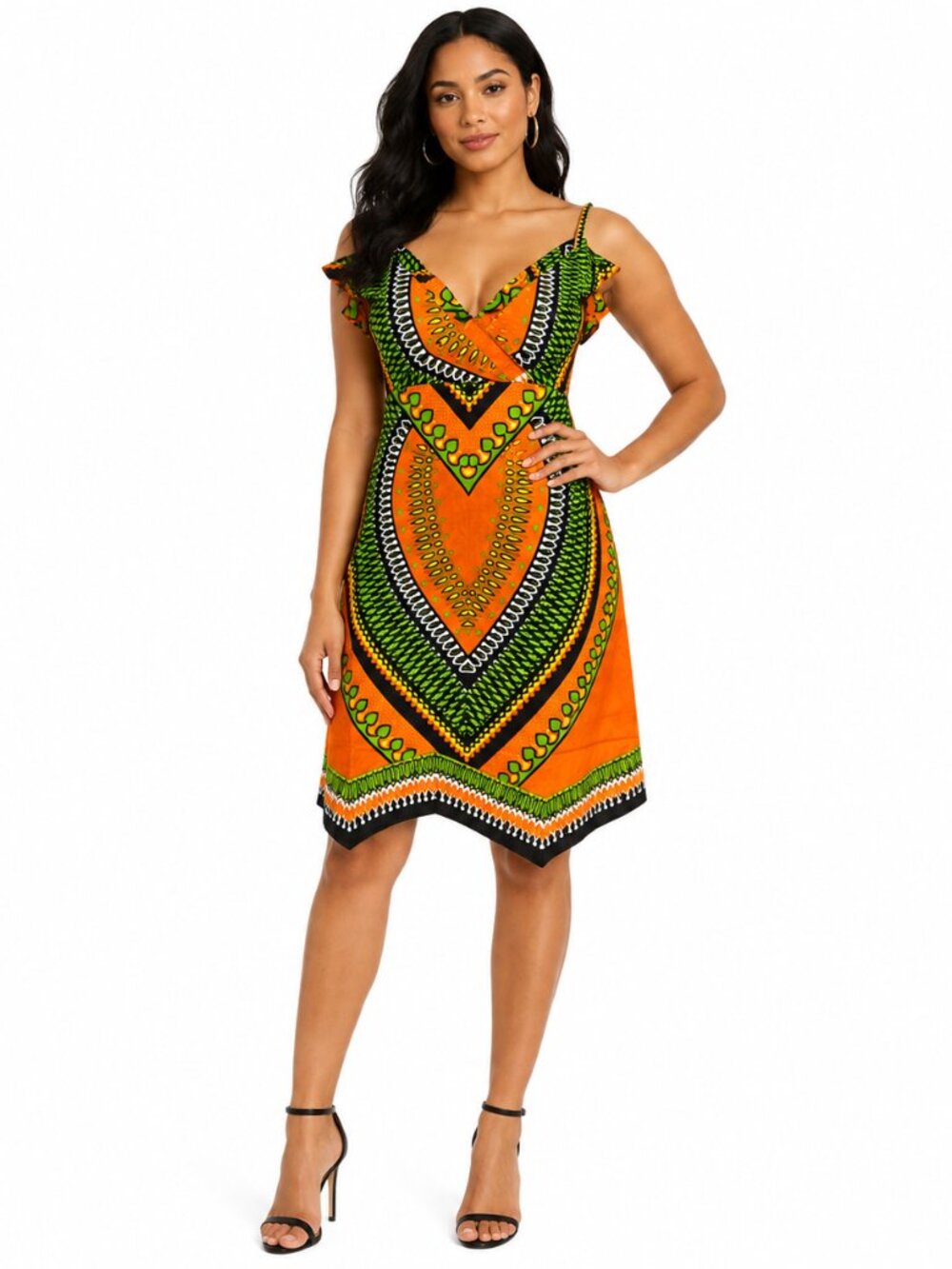 Women’s Boho Print Spaghetti Strap Sundress Knee Length Summer Dres 100% Cotton